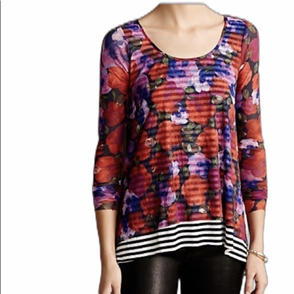 Anthropologie "garden Row Mesh Tee" - Picture 1 of 5